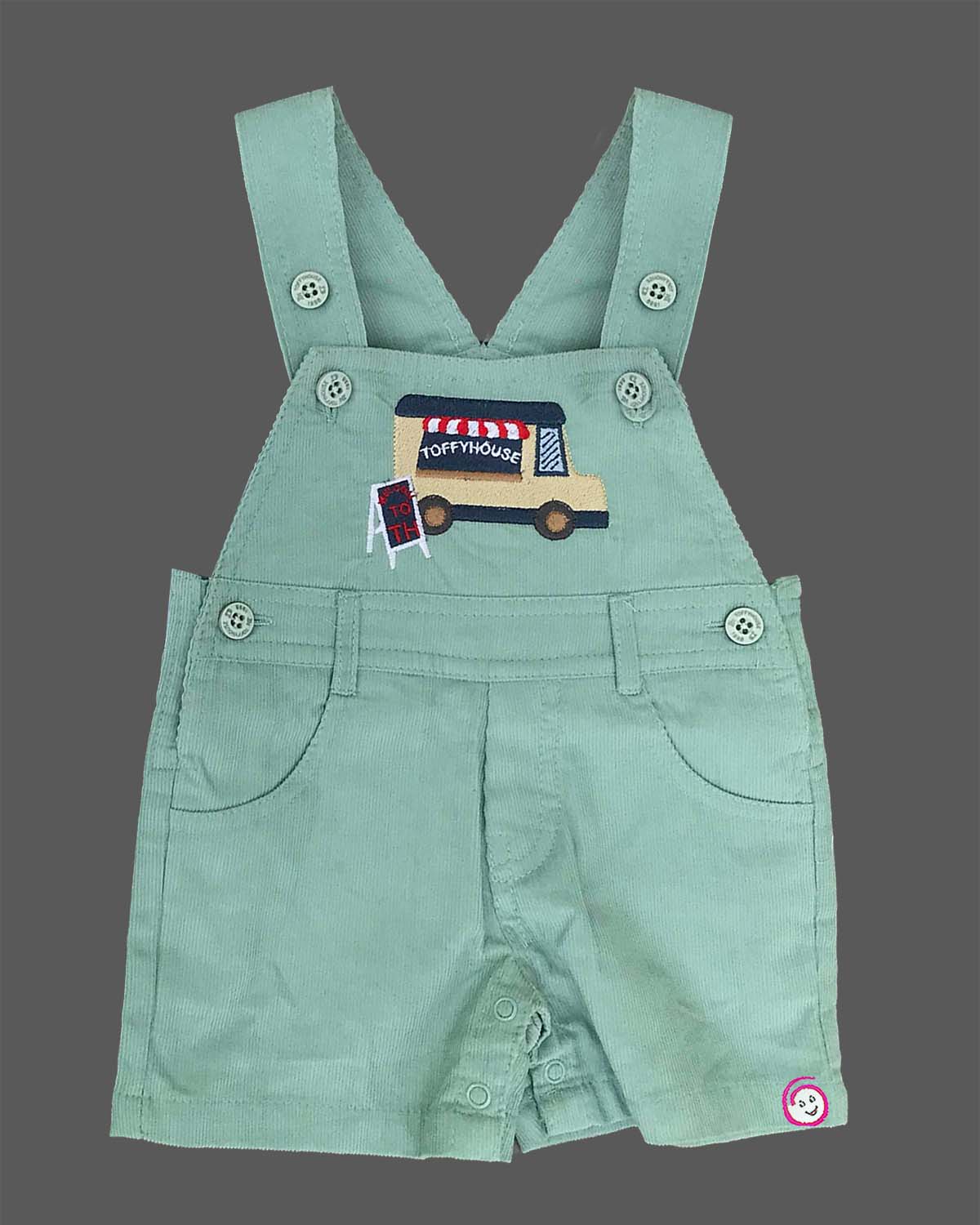 Playful young prince short sleeve vehicle pattern tee and bib shorts set for active kids
