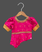 Girls ethnic wear half sleeve with choli - Dark Pink