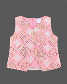 Girls embroidered top and pants set featuring intricate sequin work for festive parties and celebrations.