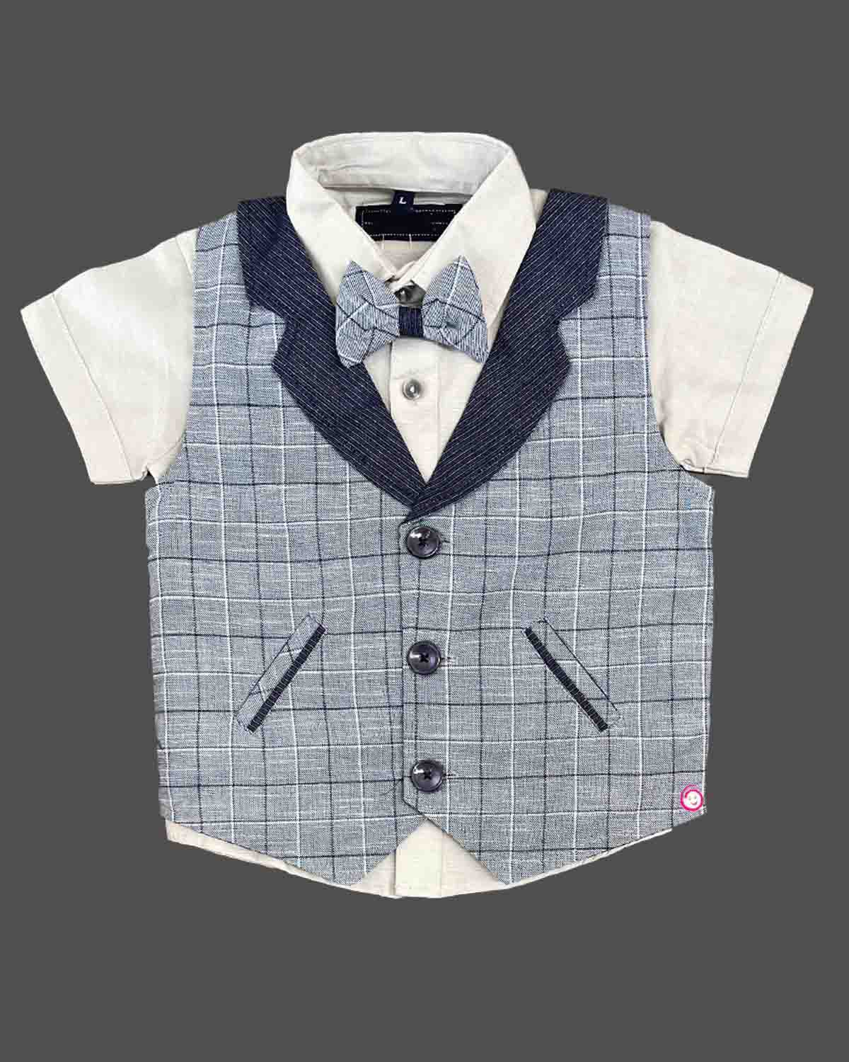 Boys design Printed waistcoat set - Grey