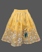 Kids sequined embroidered choli lehenga set with scalloped hem and hair accessory