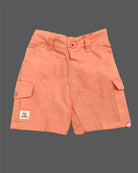 Vacation print short sleeve button down shirt with pocketed cargo shorts set for kids