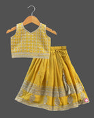 Girls printed with sequin ethnic choli - Yellow