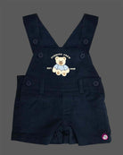 Stylish junior statement piece bear printed short sleeve shirt paired with corduroy overalls