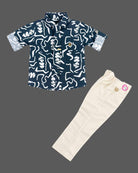 Boys abstract printed collared shirt and elasticated trousers set party wear for boys