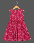 Girls magenta pink embroidered casual frock with beige jacket for birthday party