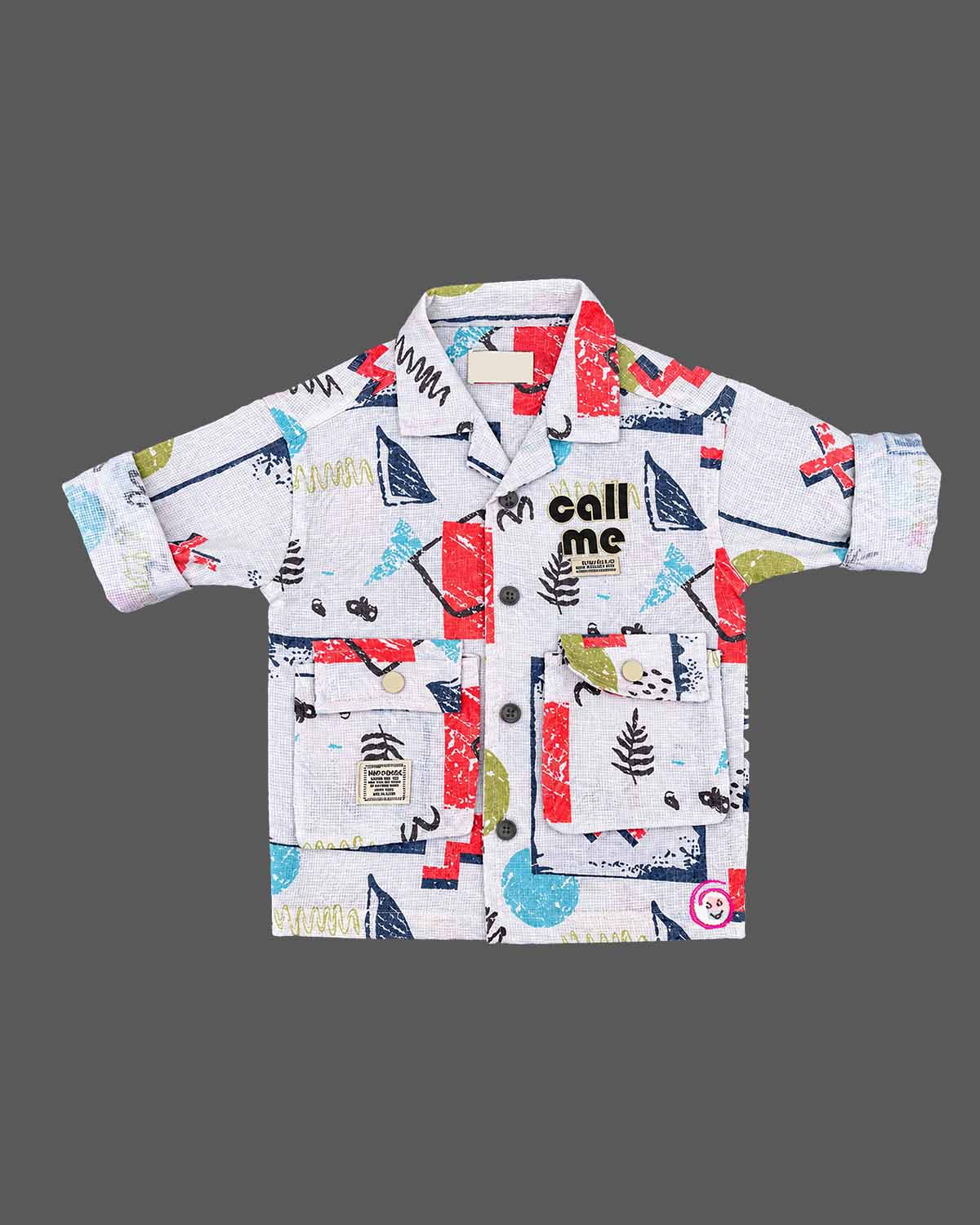 Kids Western Dress For Boys featuring a patterned collared shirt and drawstring pant.