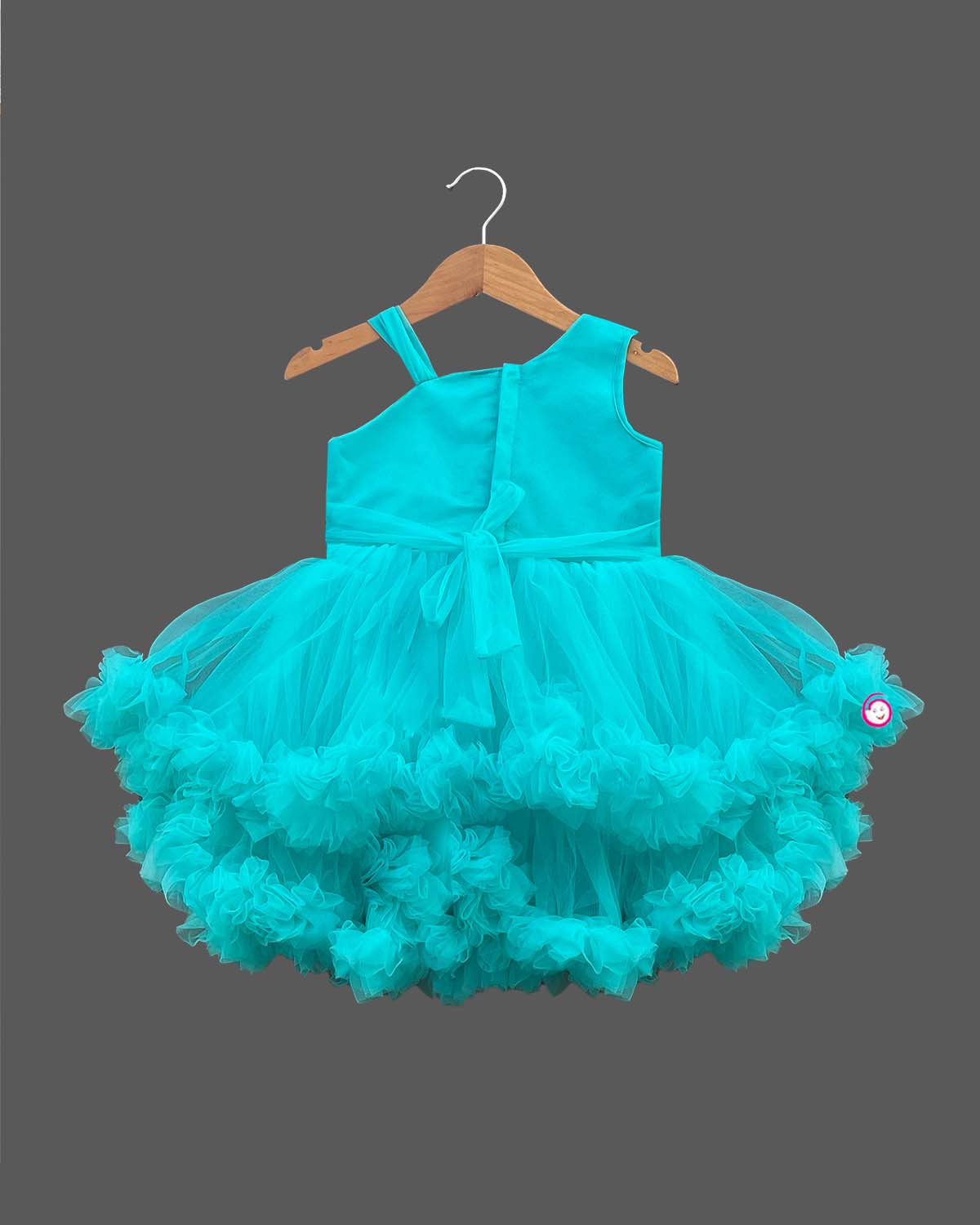 Girls elegant ruffled frock with tail - Sea Green