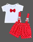 baby boy cotton dungaree set with bow tie and polka dots for birthday party