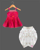 Girl baby traditional bandhani printed kurti sleeveless top embroidered patiala salwar set