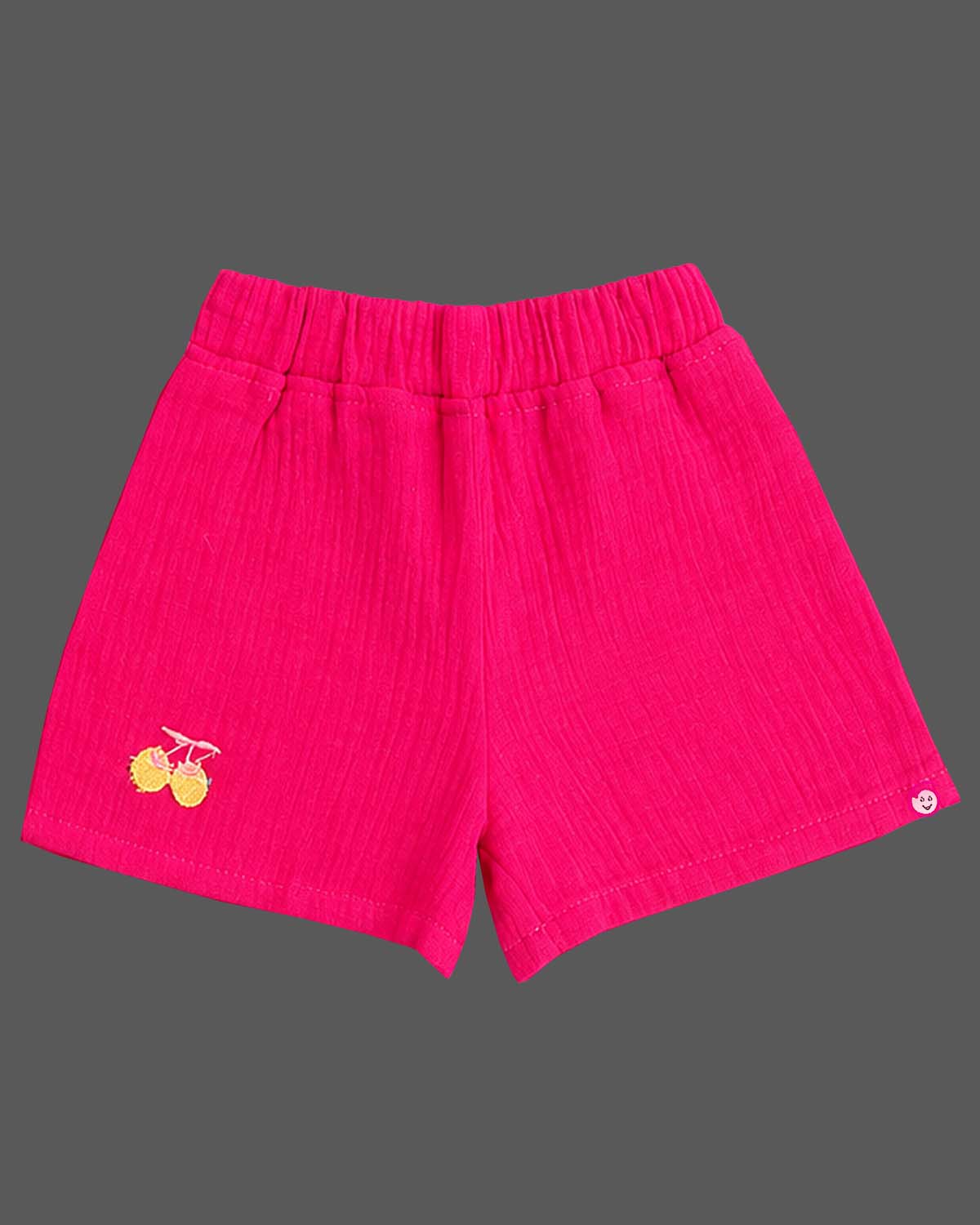 Baby party wear dress set featuring a sleeveless strap top with front bow trim and matching shorts.