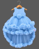 Baby girl net frock with pearl embellishments and ruffled tiered skirt for birthday party
