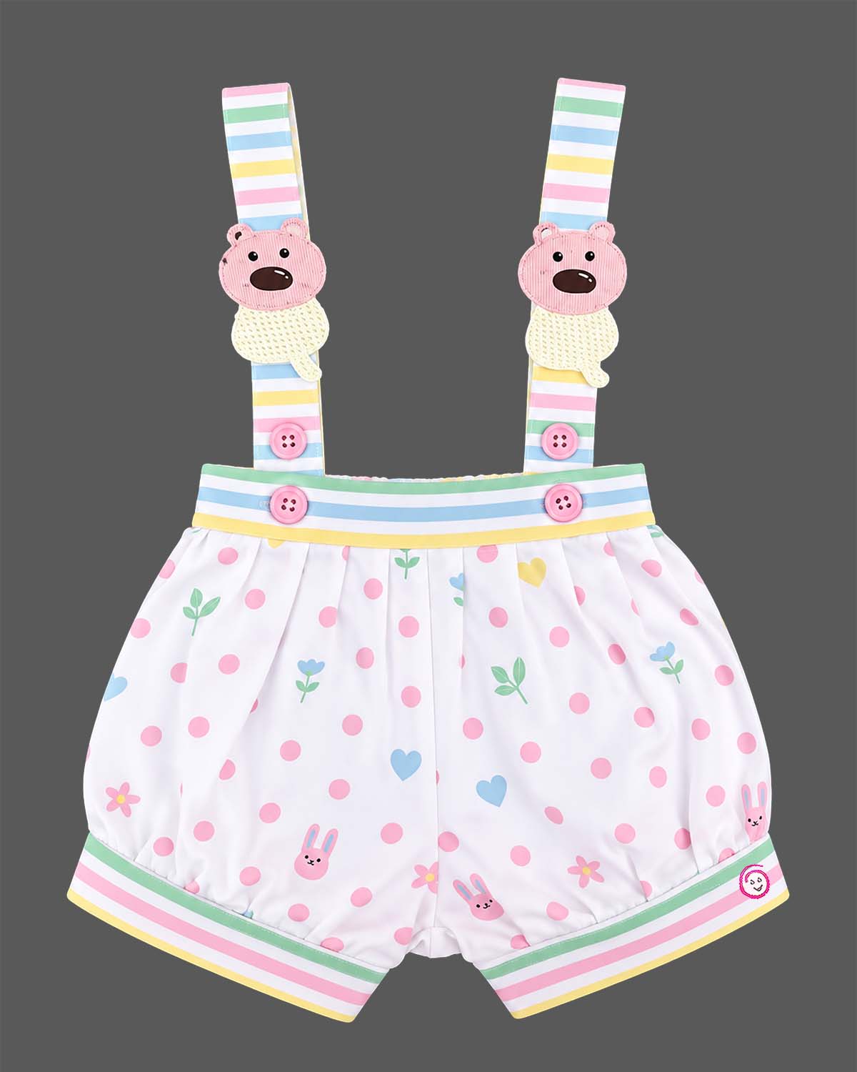 baby clothes printed t shirt with bow tie and suspender shorts set for infant party wear