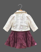 Little princess western layered frock set featuring a tiered dress with an embroidered crop jacket for celebrations.