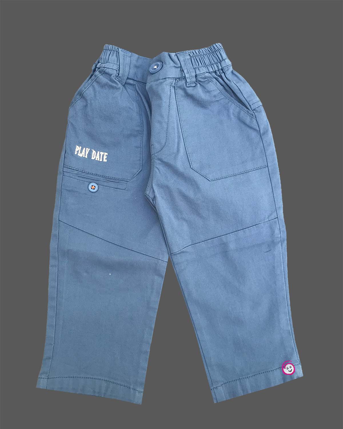 Stylish casual two-piece outfit for little gentleman featuring a printed button-down collared shirt with chest pockets and matching elasticated Pant.