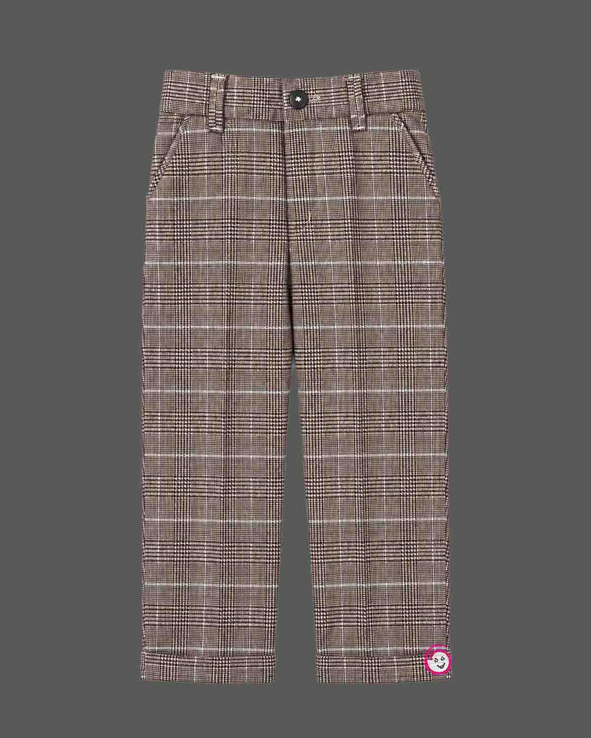 Toddler boys indo western dress for boys featuring structured check waistcoat, crisp shirt, matching pant, and bow tie.