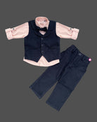 Boys elegant bow with waistcoat set - Navy Blue