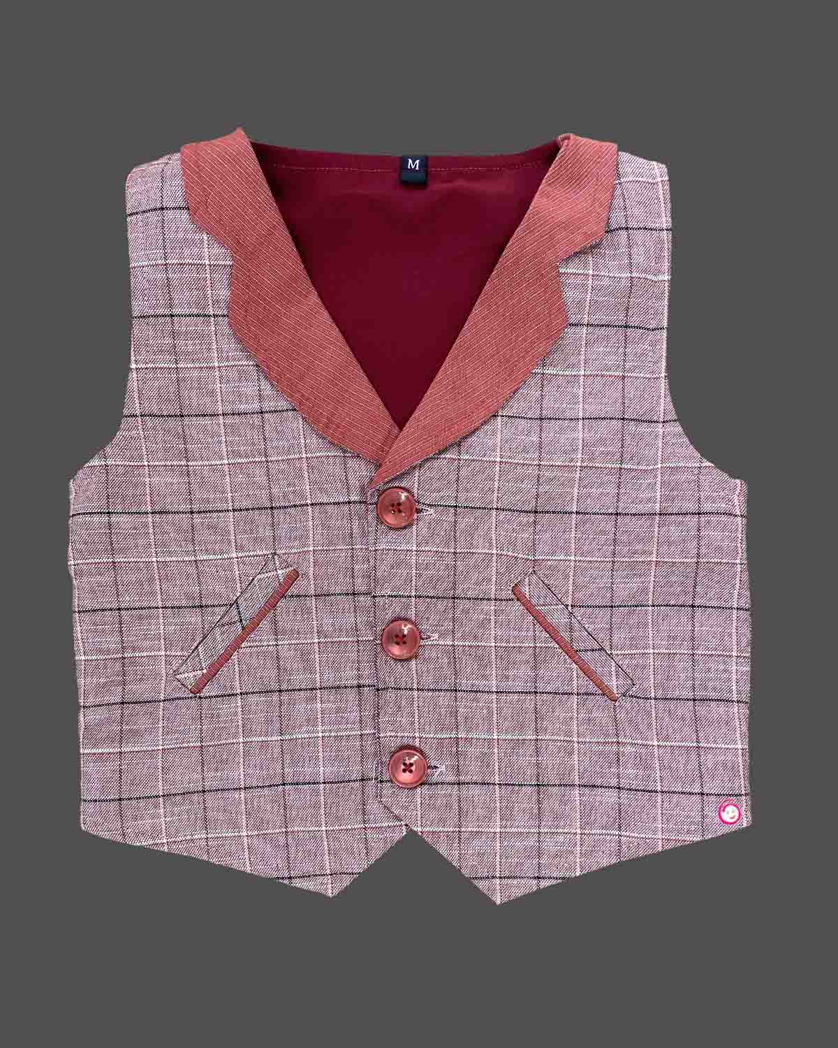 Boys design Printed waistcoat set - Brown