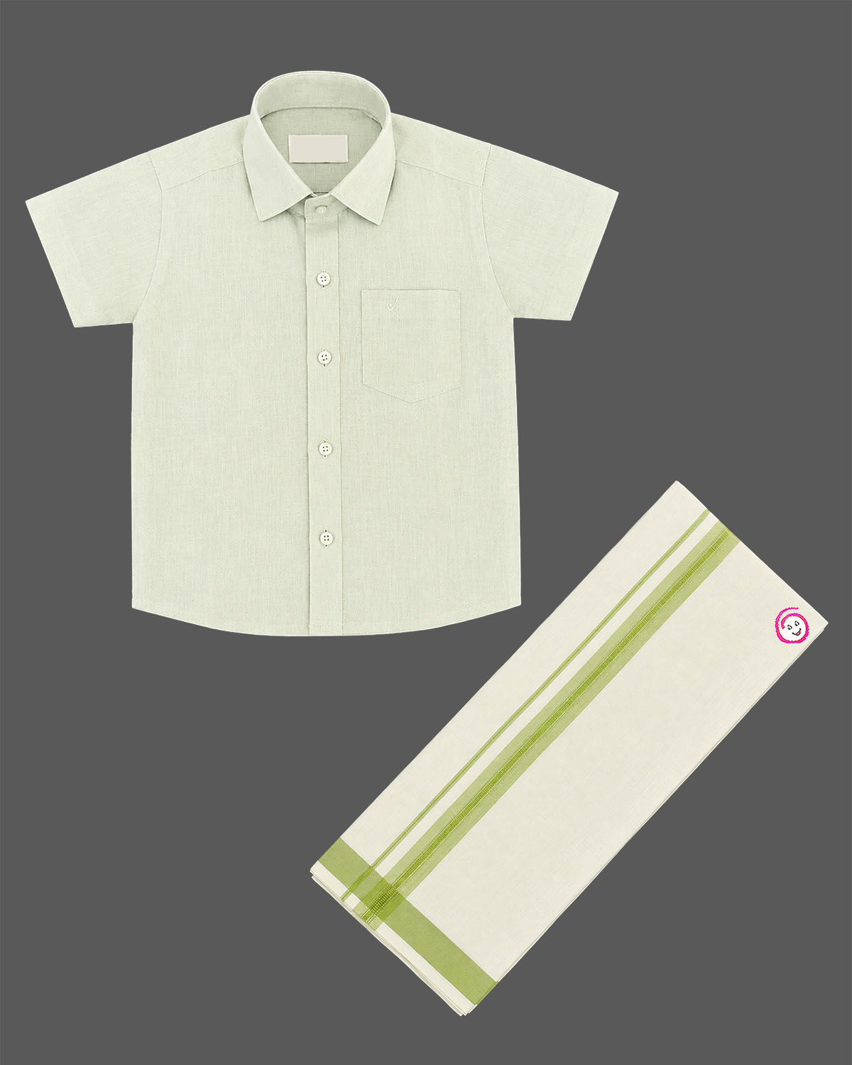 Dashing traditional cotton shirt and dhoti set for young boys ethnic attire