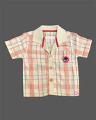 Toddler boys plaid button-down shirt paired with matching drawstring shorts