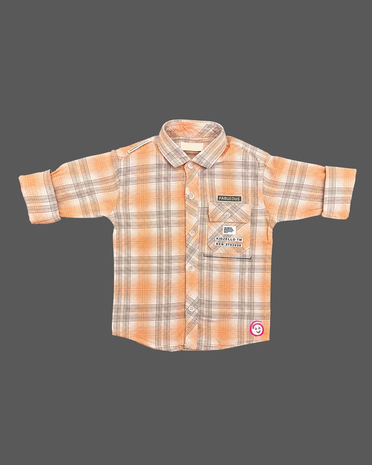 Toddler wearing checkered button-down shirt and pant designed as western dress for boys.