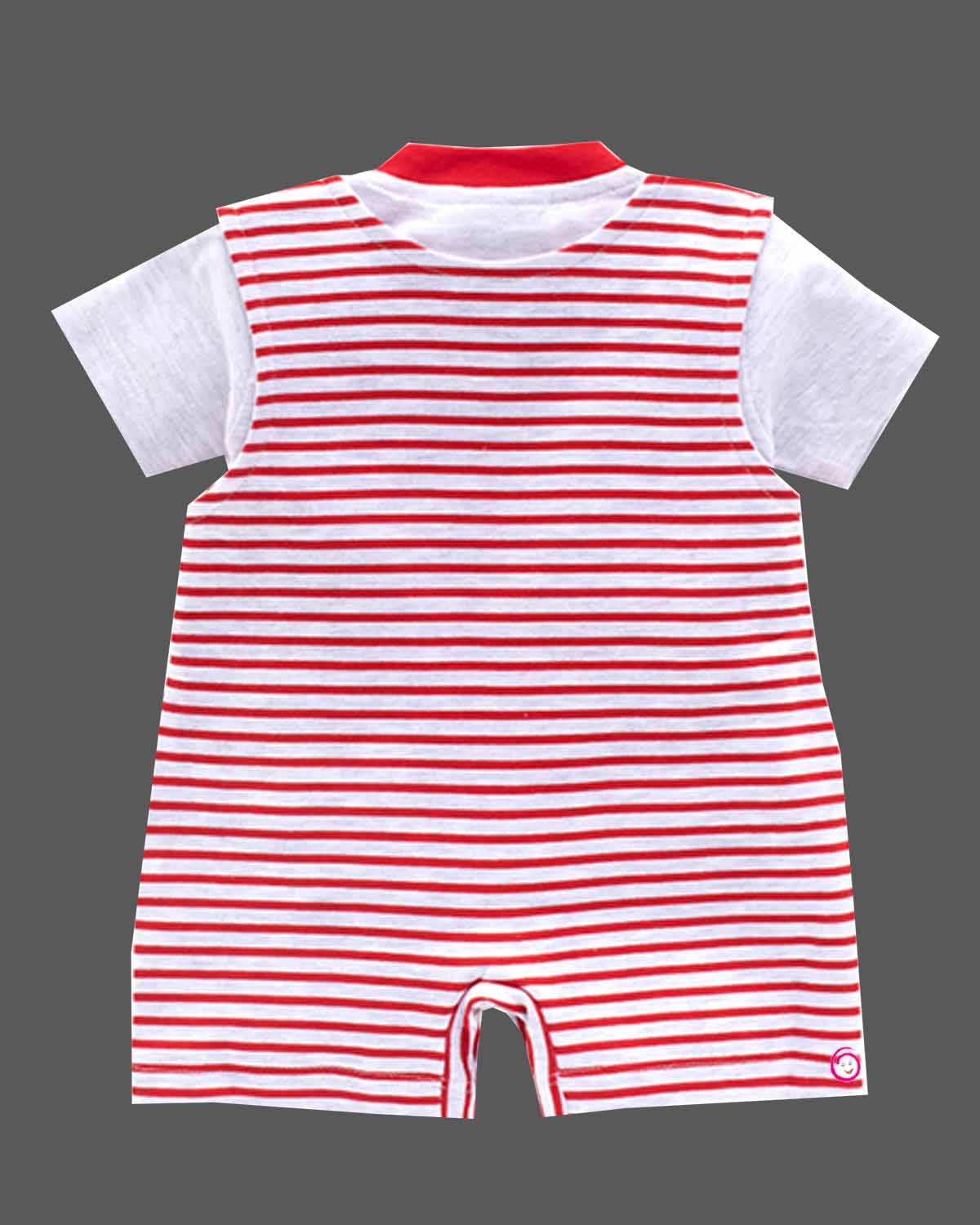 Boys fish printed romper with half sleeve top - Red