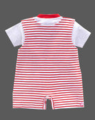 Boys fish printed romper with half sleeve top - Red
