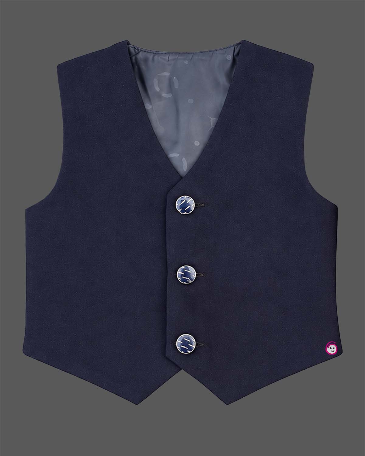 Boys formal tuxedo suit set featuring bead embellished blazer with bowtie and pant.

