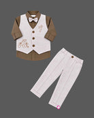 indo western dress for boys waistcoat set with bow tie and tractor embroidery