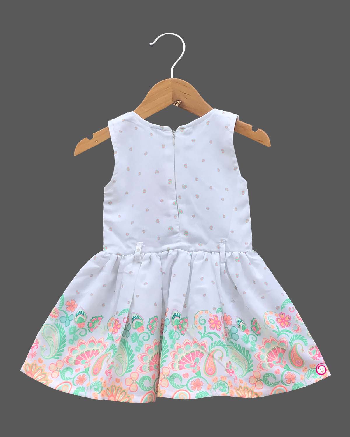 Girls elegant design western frock with overcoat - White