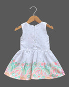Girls elegant design western frock with overcoat - White