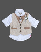 Boys elegant bow with waistcoat set - Beige