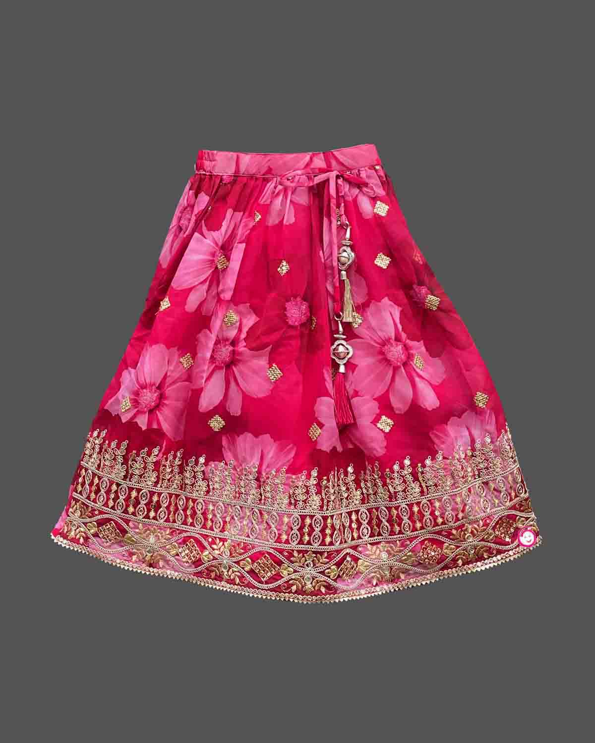 Girls attractive color with choli set - Pink