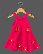 infants frock with floral embroidery bow knot sleeveless casual dress for girls