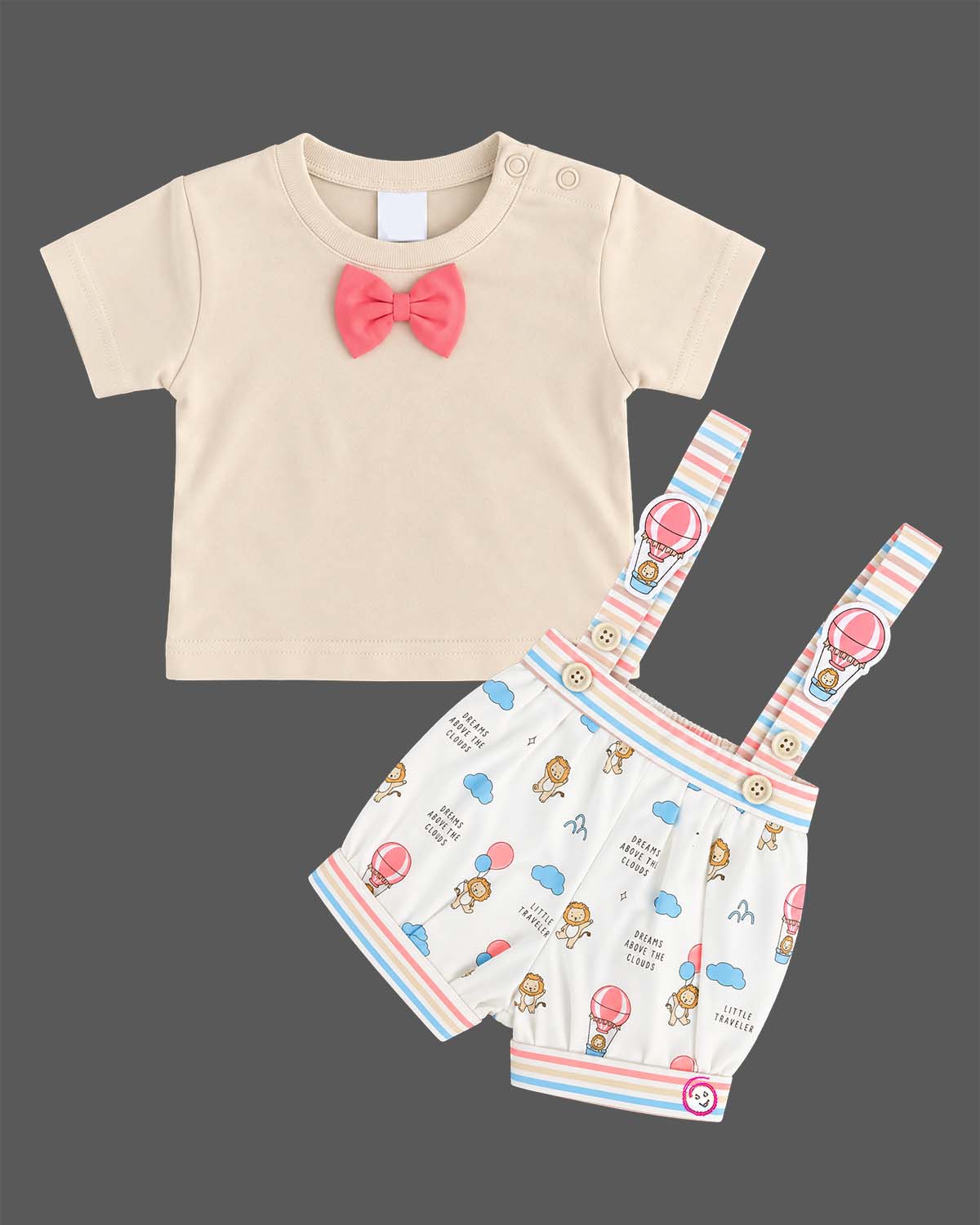 Little gentleman suspender set with bow tee for casual party wear
