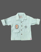 Toddler boys embroidered collar shirt with flap pocket paired with relaxed drawstring cargo pant set
