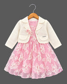 Baby girl frock with embroidered net and matching bolero jacket for party wear
