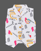 Sleeveless printed  top paired with a pleated skirt baby western wear dress for girls
