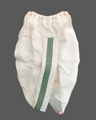 Boys sage green silk ethnic full sleeve kurta with sequins embroidery and mandarin collar paired with off-white elastic waist dhoti pant
