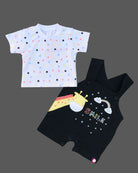 Boys dot printed tee with half romper - Navy Blue