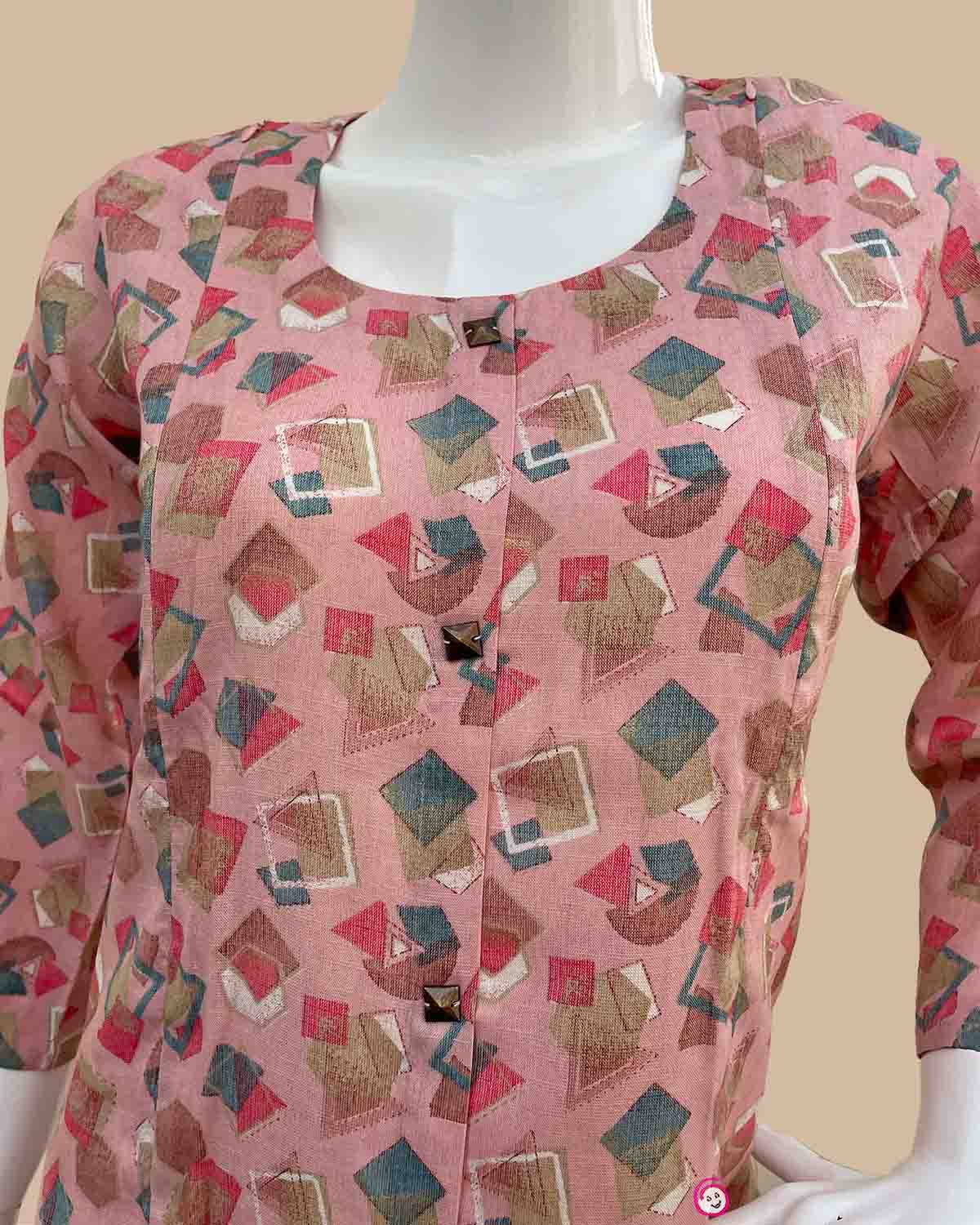 Maternity geometric printed cotton feeding kurta set with matching pants