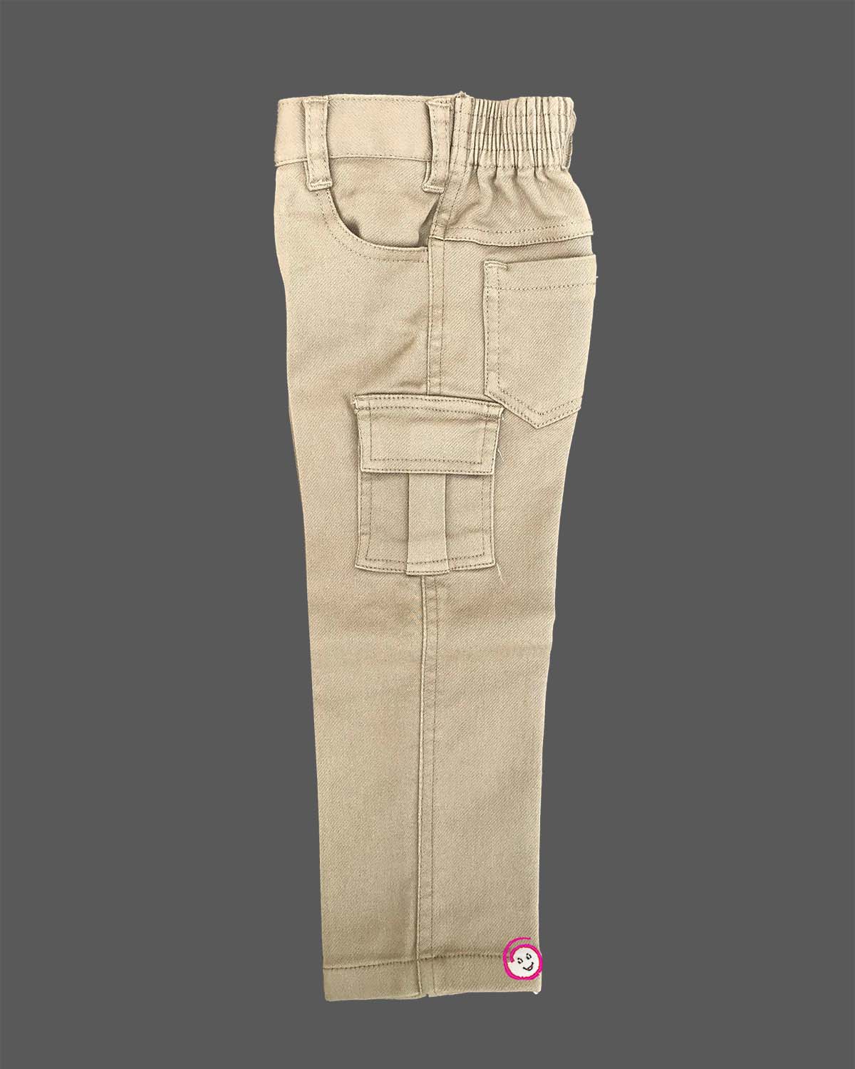 Boys linen shirt and pant set with landscape embroidery and cargo pockets