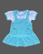 Girls puff sleeve printed pinafore with t shirt - Sky Blue