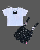 Boys t-shirt with printed suspender set - Navy Blue