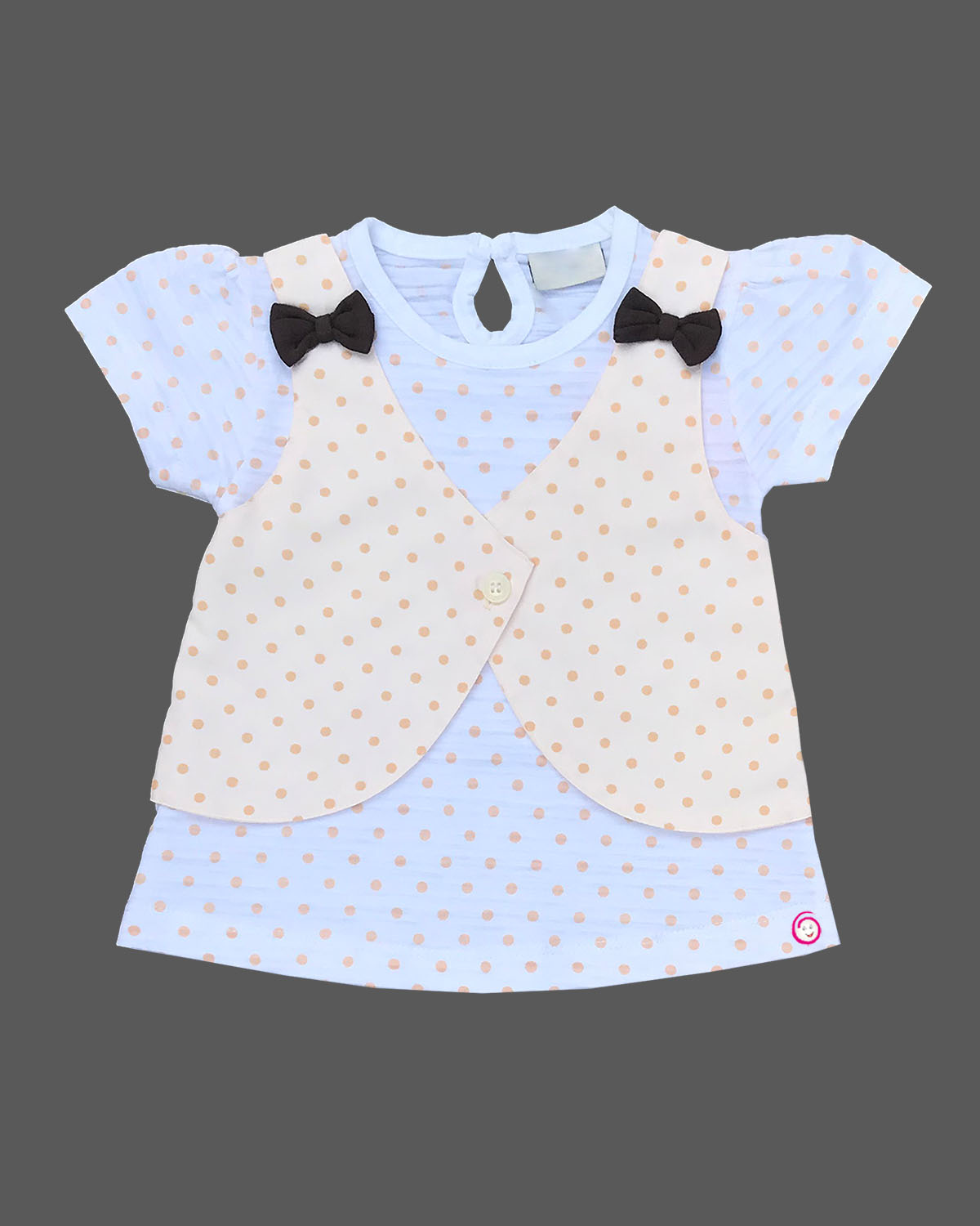 Girls dot printed top & skirt - Cream