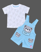 Newborn ethnic wear cotton t-shirt and overalls set with bear appliques