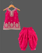 Toddler embroidered kurti and patiyala pants ethnic wear set for festive party and family celebrations