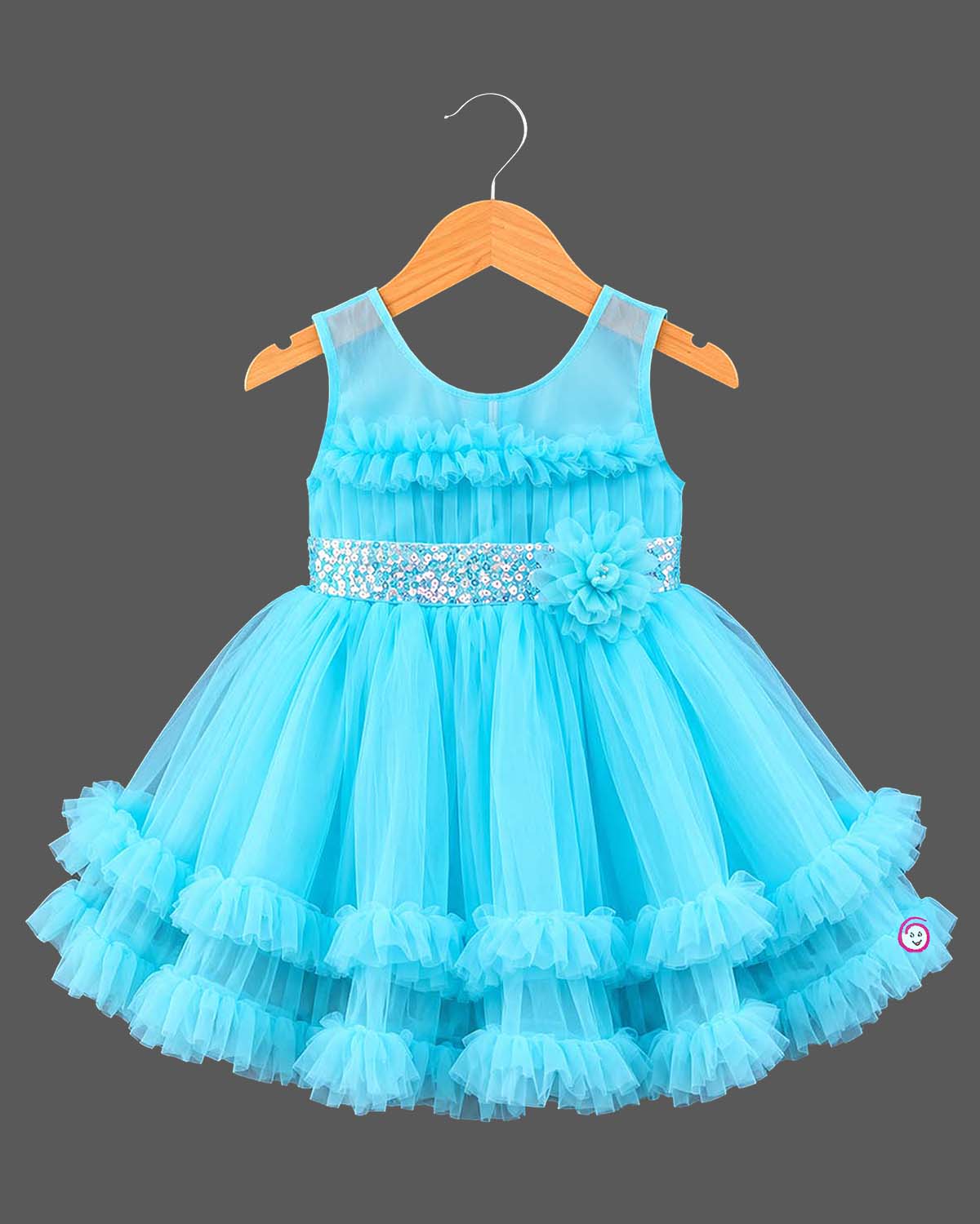 girlish party wear dress tiered net frock for birthday party