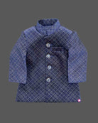 Boys line printed sherwani set  - Navy Blue