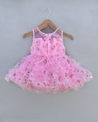 Girls flower sleeveless party frock - Baby Pink